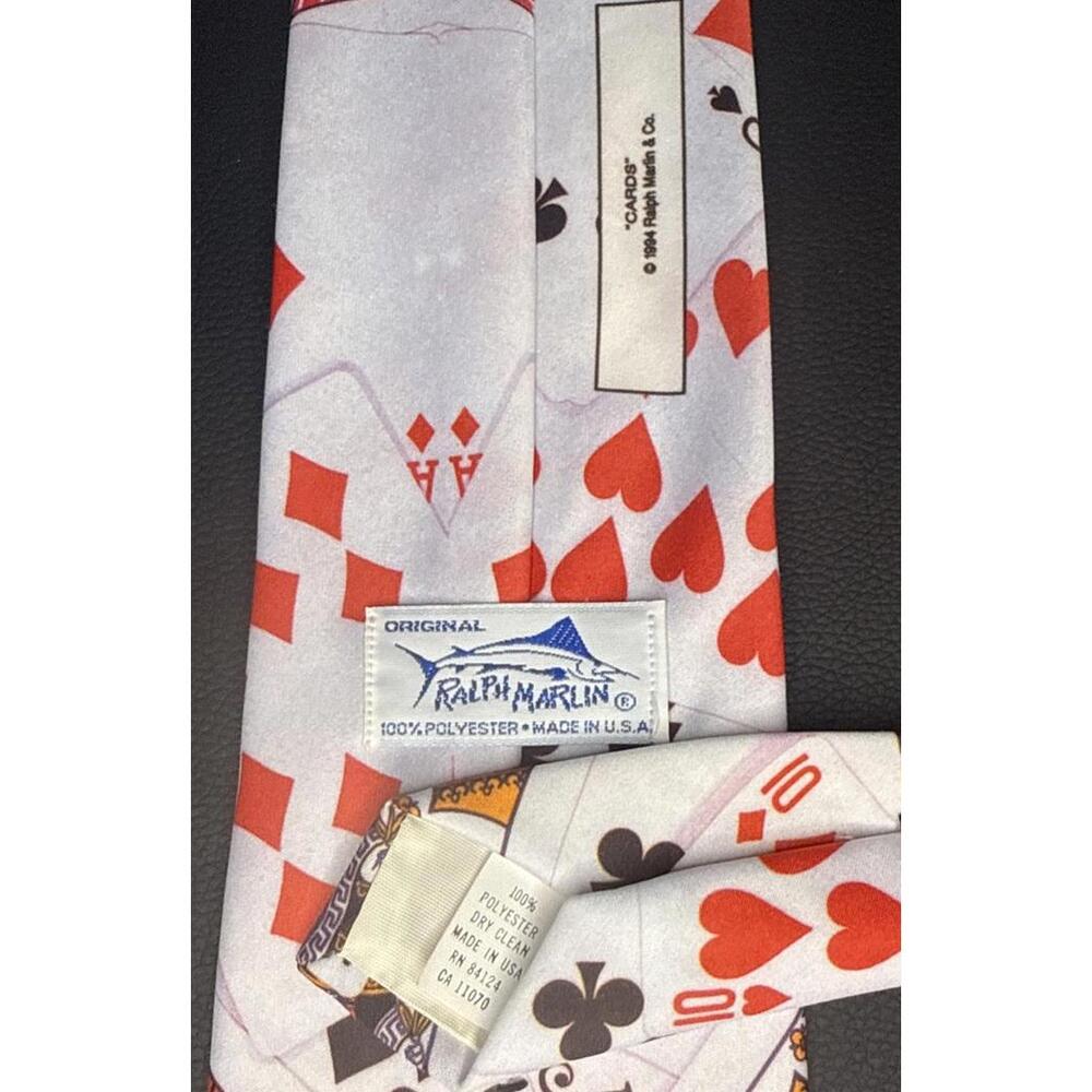 Ralph Marlin Men's Tie Cards Vintage 1994 Poker Playing Cards 100% Polyester - Picture 2 of 3